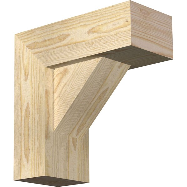 Ekena Millwork Traditional Block Rough Sawn Bracket w/ Offset Brace, Douglas Fir, 6"W x 14"D x 14"H BKT0604X14X14TRA05RDF - main